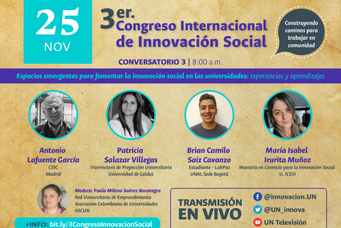 3er Congreso de Innovación Social «Espacios emergentes para fomentar la innovación social en las universidades: experiencias y aprendizaje»